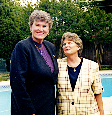 Col. Margarethe 'Grethe' Cammermeyer, left, with then-Texas State Rep. Harryette Ehrhardt during Cammermeyer's visit to Dallas in 1998