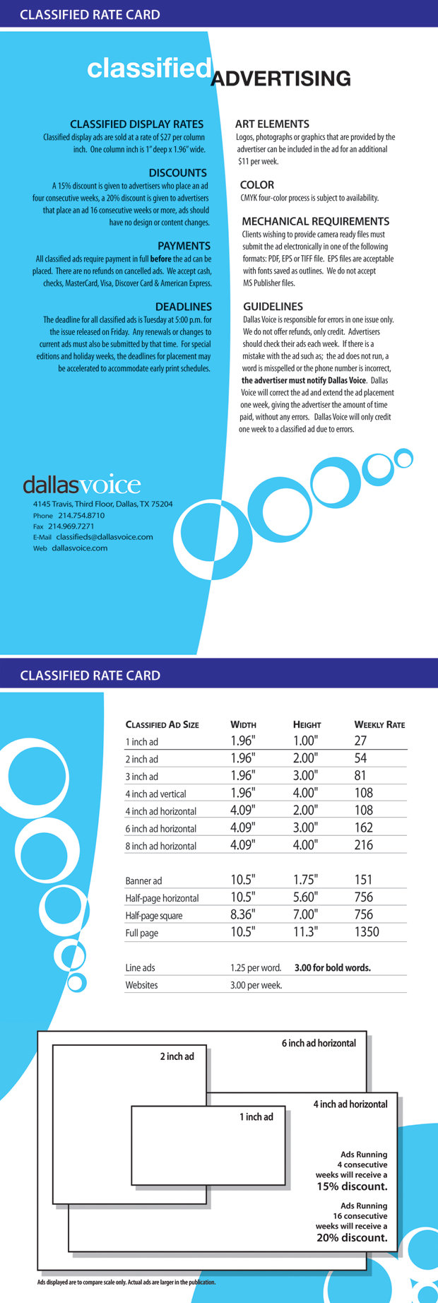 Dallas Voice Print Classified Rates