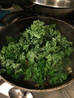 It seems as if most of the recipes begin by wilting kale or swiss chard ... a good way to get you greens.