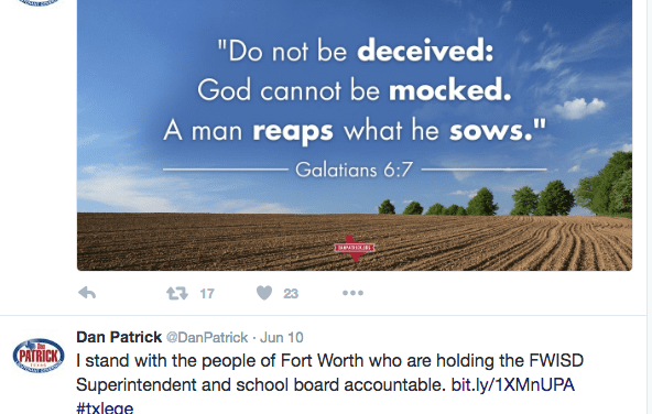 As LGBT community mourns, Dan Patrick sends judgmental tweet