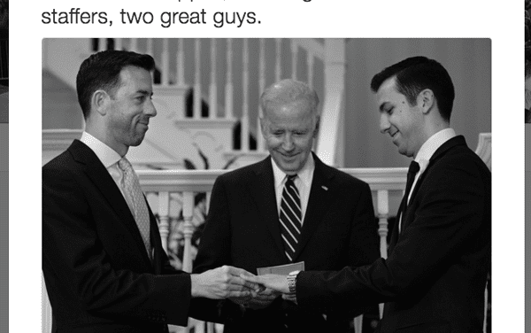 VP conducts his first marriage ceremony, for two gay WH staffers
