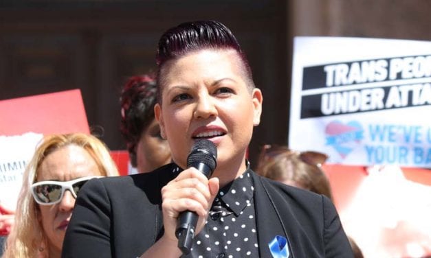 Sara Ramirez speaking at the All In for Equality Advocacy Day rally