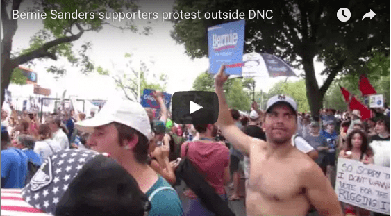 Video of protests outside the DNC