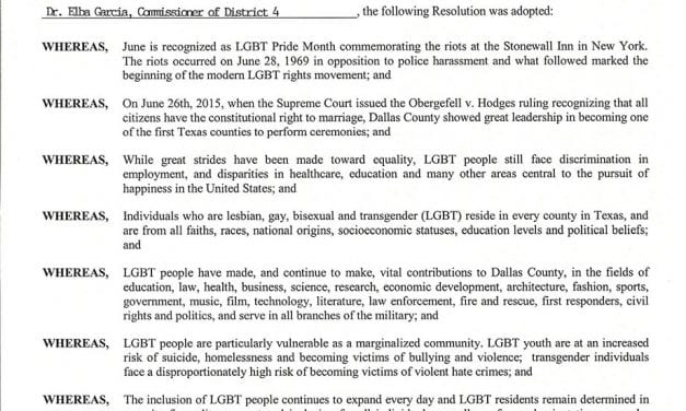 Signed resolution makes Pride Month in Dallas County official