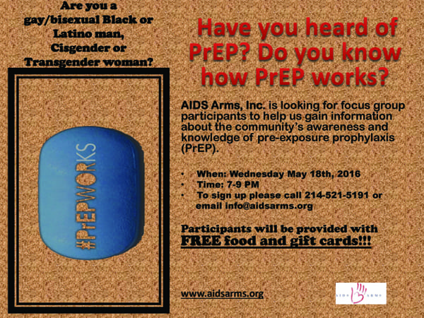 AIDS Arms needs participants for PrEP focus group