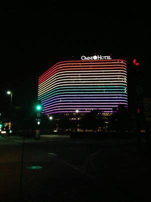 PHOTO: Omni Dallas lit in rainbow colors to mark Supreme Court rulings