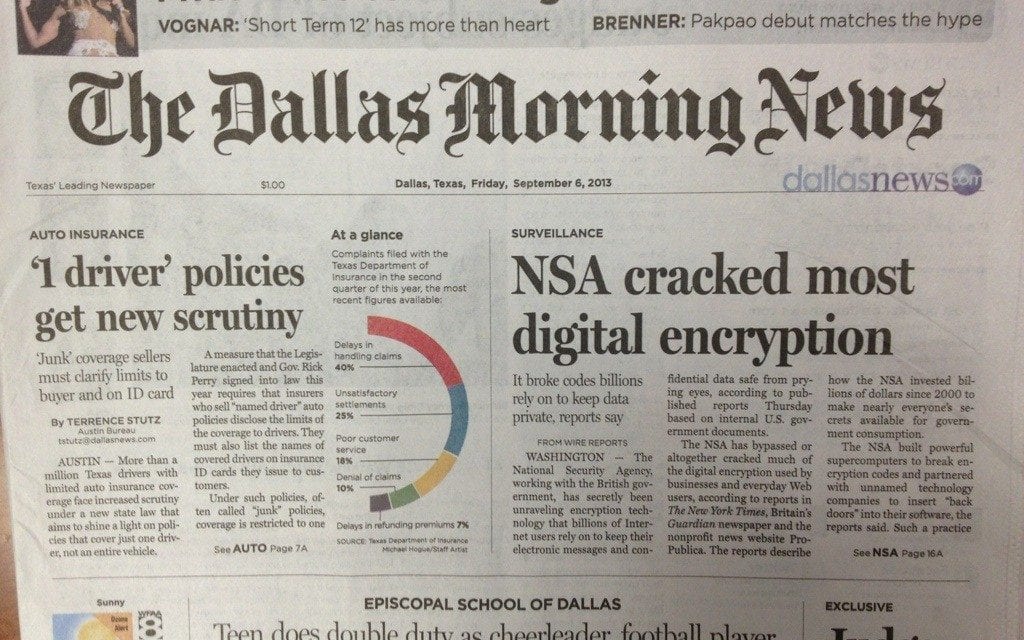 Dallas Morning News promotes city’s LGBT Pride celebration on front page