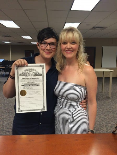 Local actress, partner are first to get license in Denton County