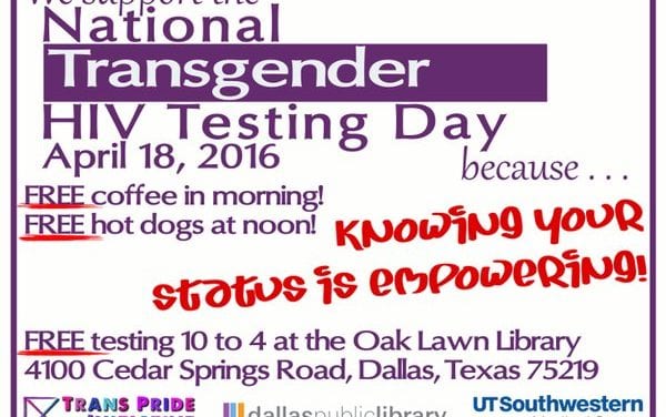 Oak Lawn Library supports National Transgender HIV Testing Day
