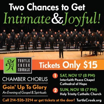 Turtle Creek Chorale’s Chamber Chorus performs this weekend