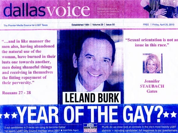 Anti-gay flier targeted Leland Burk on Election Day — did it make a difference?