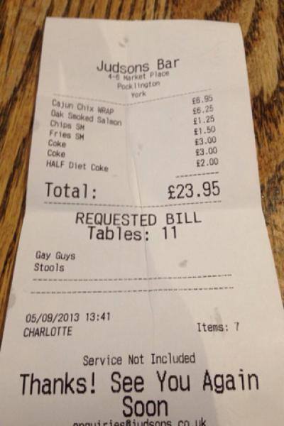 Is what the server put on this receipt offensive?