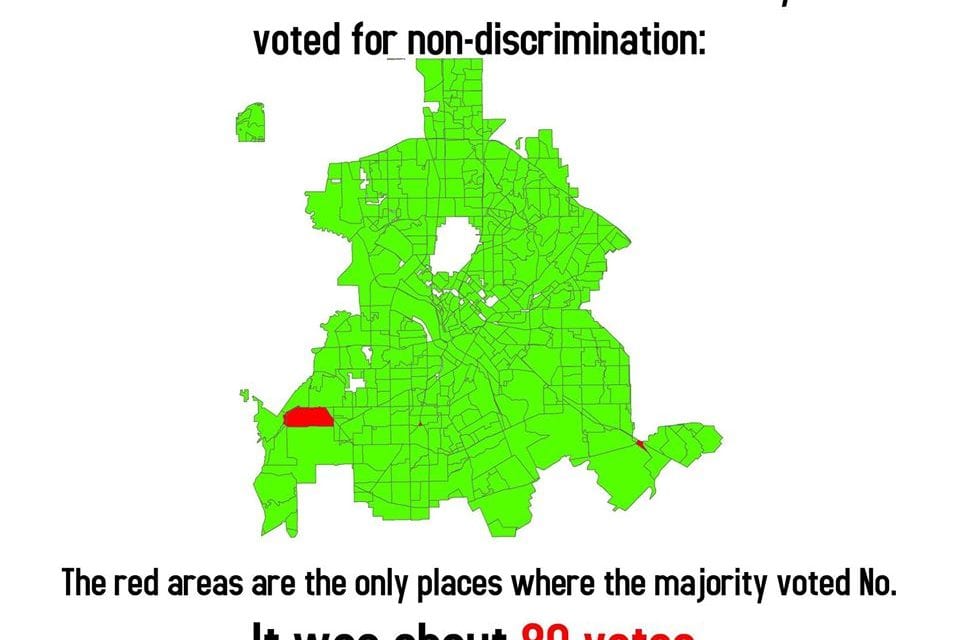 Only 8 precincts in Dallas voted against nondiscrimination