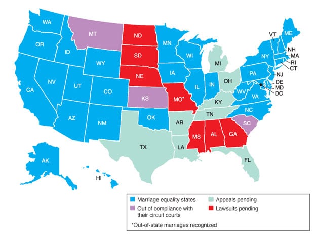 Marriage equality updates from around most of the country … but not Texas