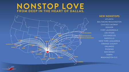 Fly coast to coast from Oak Lawn’s Love Field this fall