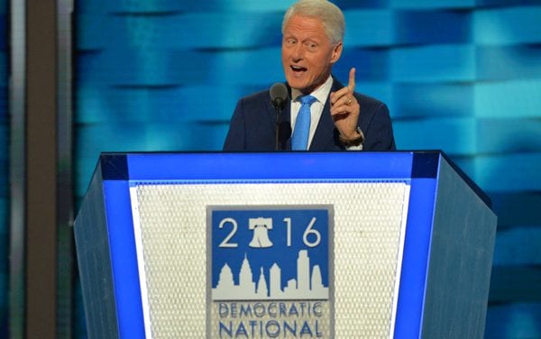 Bill Clinton wore a lovely blue pantsuit to the Democratic Convention