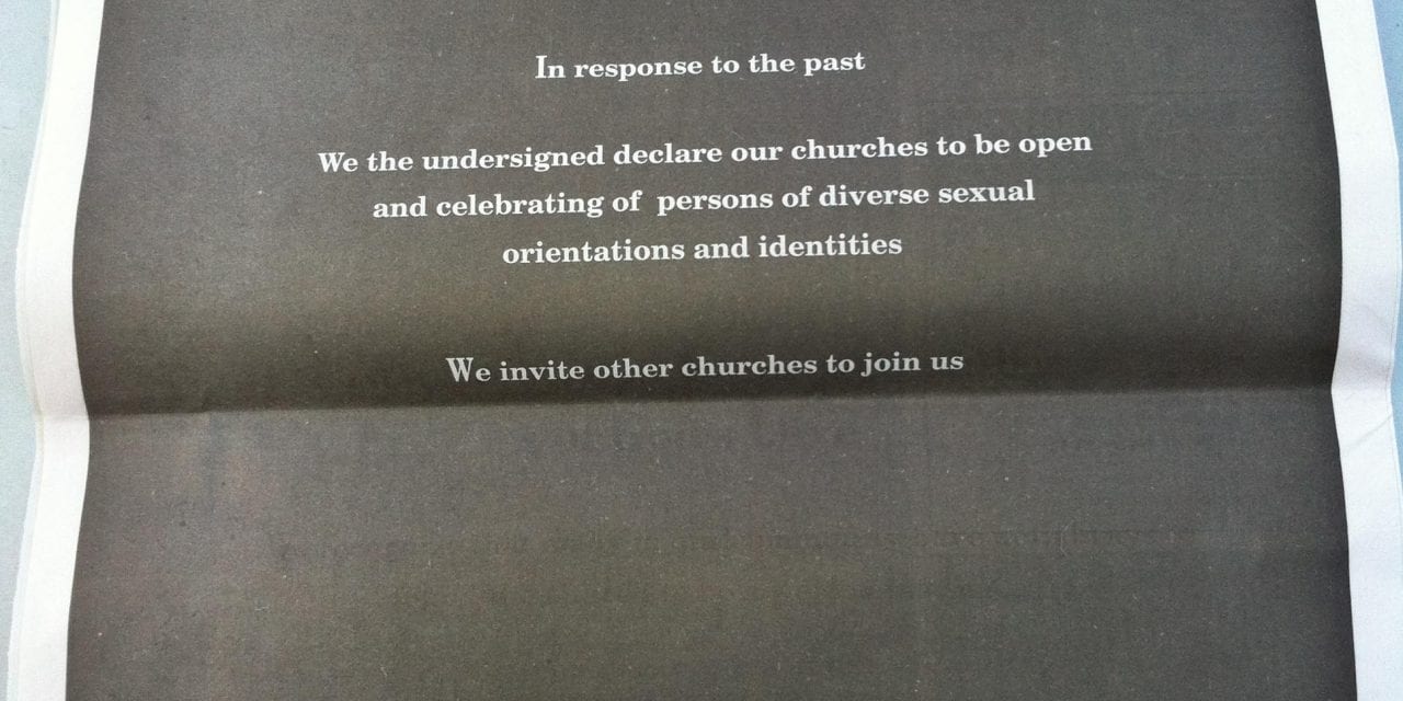 Denton churches affirm inclusiveness of LGBT members in Easter ad