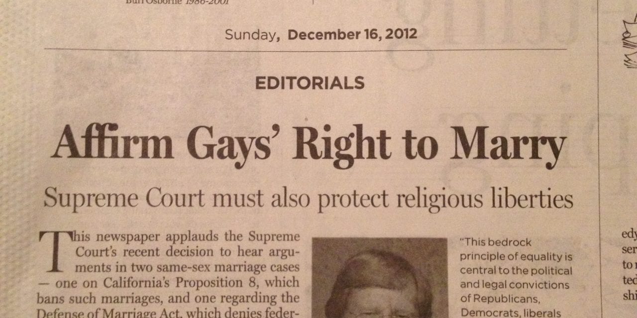 UPDATED: The Dallas Morning News endorses marriage equality