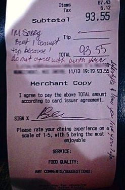 Restaurant patron denies server and former Marine tip for being gay