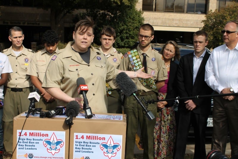 WATCH: Gay Scouts, leaders deliver petitions to BSA headquarters
