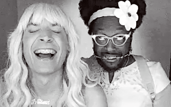 Ew! Jimmy Fallon and will.i.am drag it up for 2 good causes