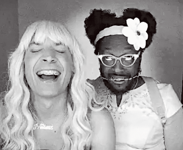 Ew! Jimmy Fallon and will.i.am drag it up for 2 good causes
