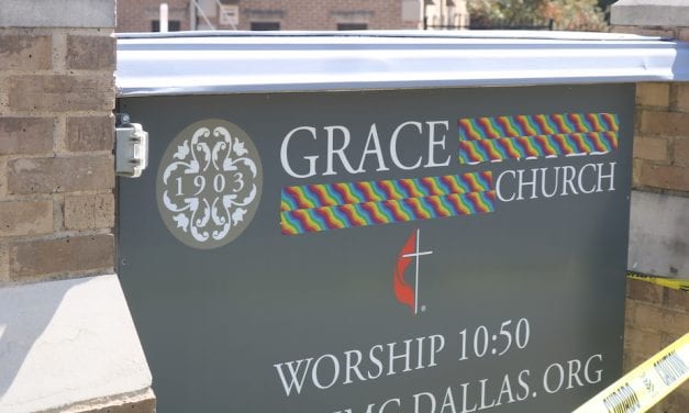 Signs: Methodist churches around the city show solidarity with their LGBT members