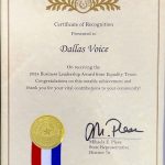 Dallas Voice receives recognition for 40 years of service